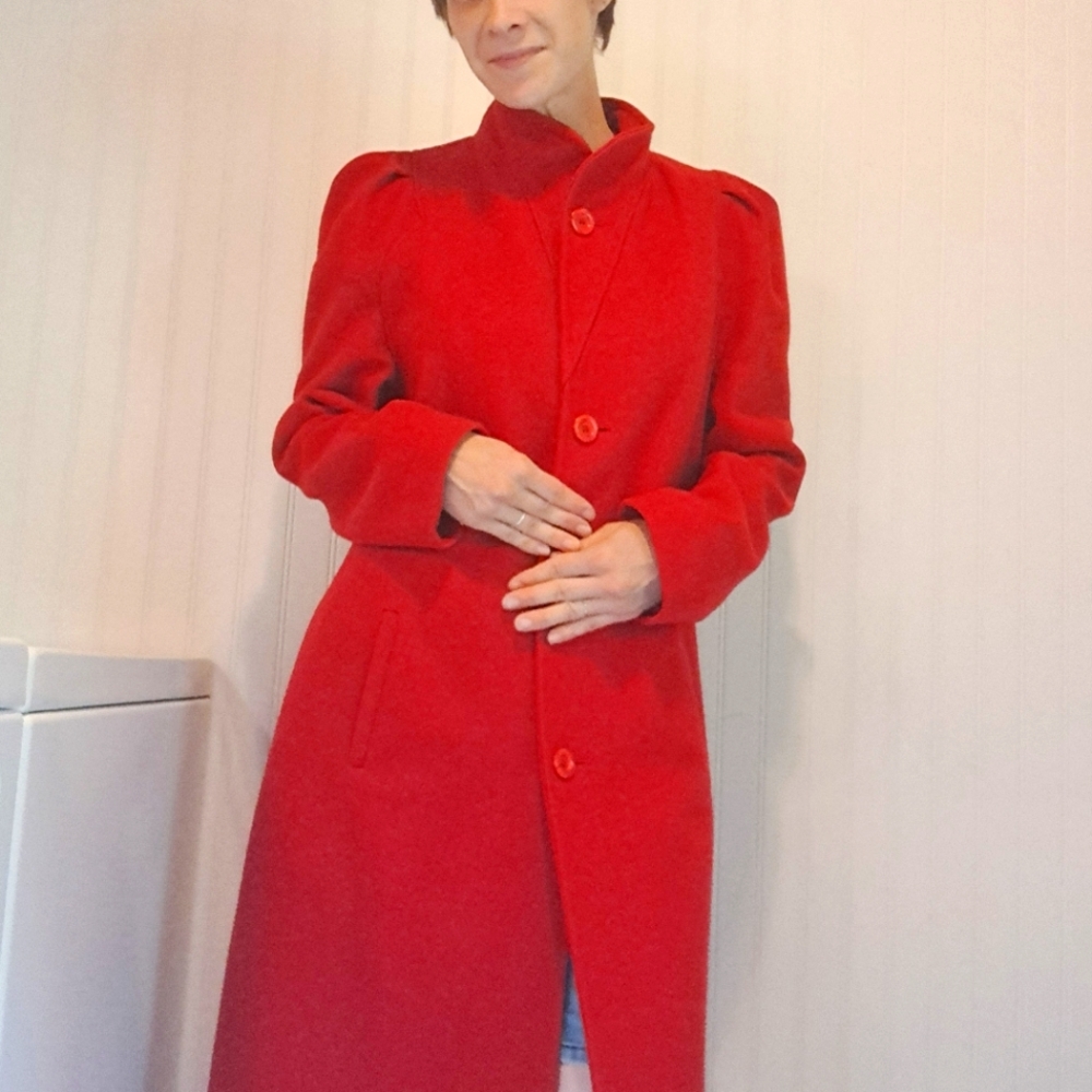 VINTAGE Beau Brem Coat Red Trench Wool Womens
